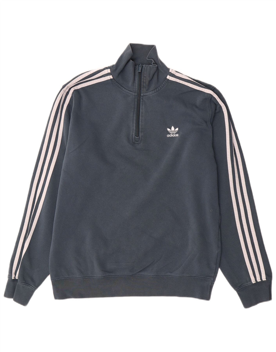 Мужской свитер Adidas с воротником на молнии, хлопковый джемпер среднего серого цвета