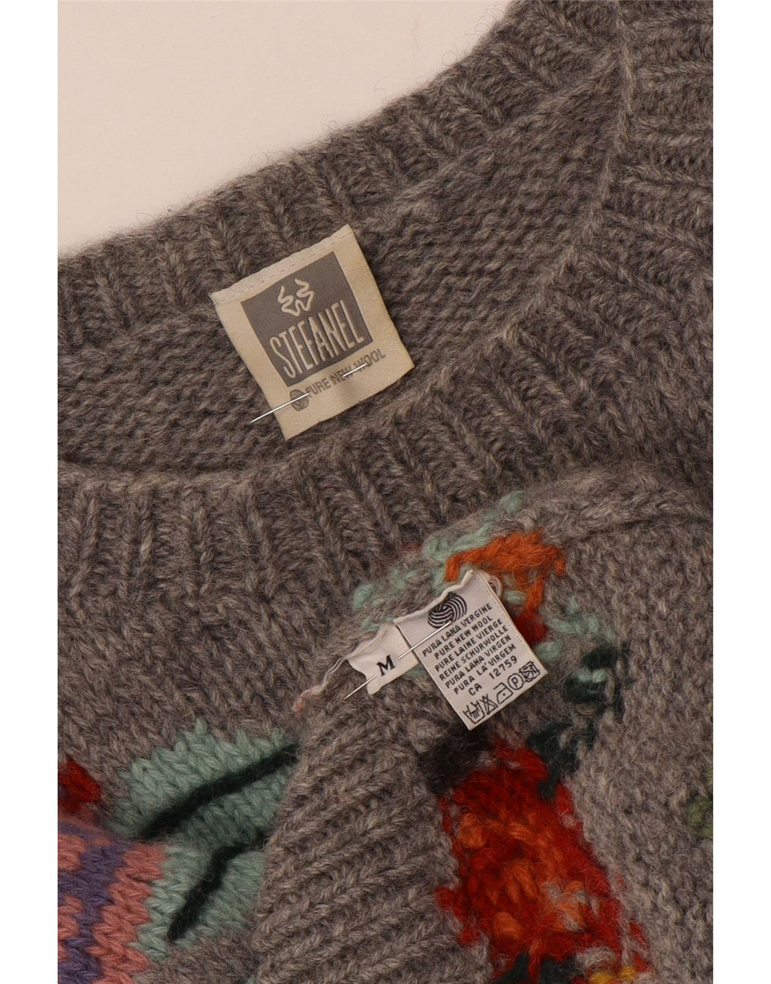 Женский свитер с вырезом «лодочка» STEFANEL UK 14, средний серый с цветочным принтом