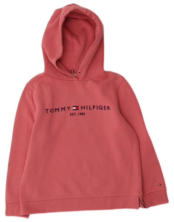 Женский джемпер с капюшоном Tommy Hilfiger UK 14, хлопок среднего розового цвета