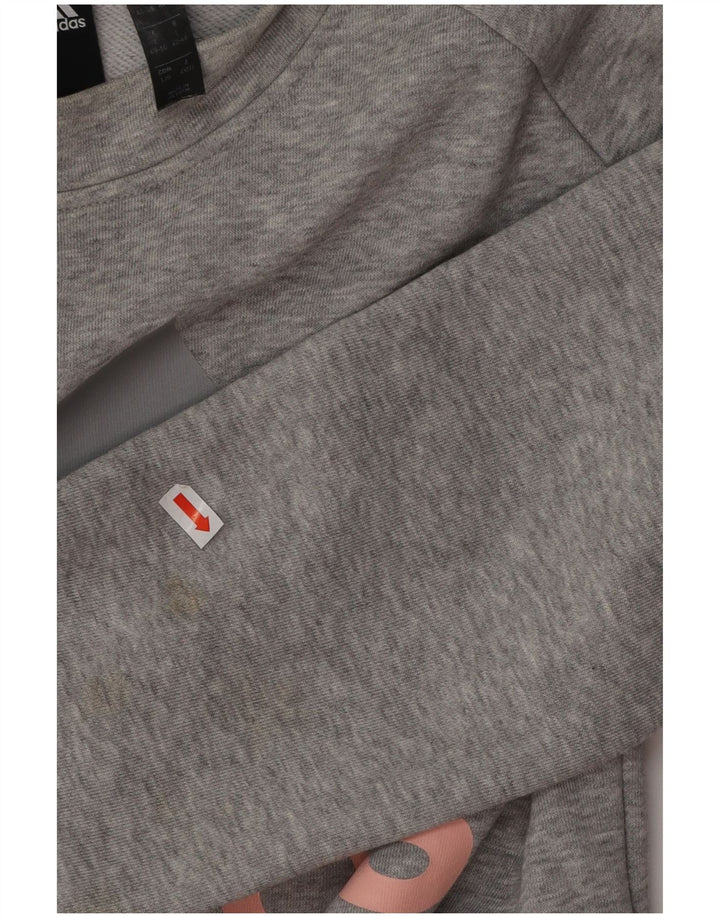 Женский свитер ADIDAS с рисунком, Великобритания, 14/16, большой, серый, хлопок