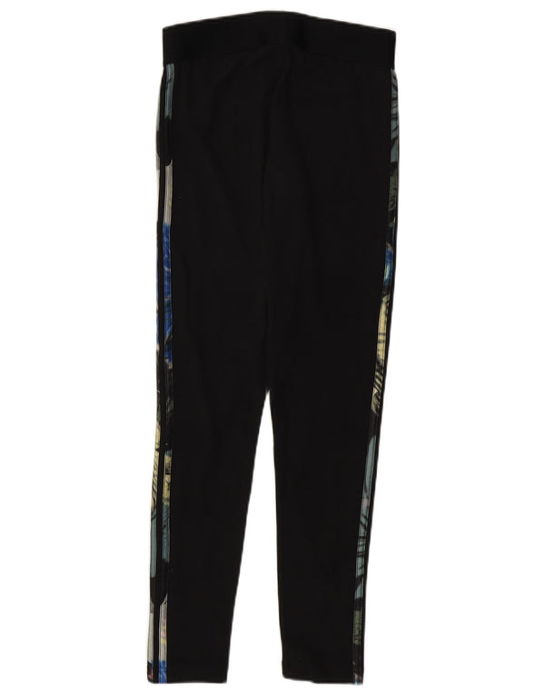 Женские леггинсы с рисунком ADIDAS UK 8/10, маленькие, черные с цветочным принтом