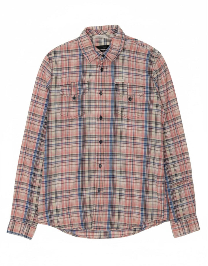 CALVIN KLEIN JEANS Mens Shirt Large Pink Check Cotton