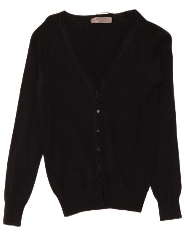 Женский кардиган Zara UK 12, средний черный хлопковый свитер