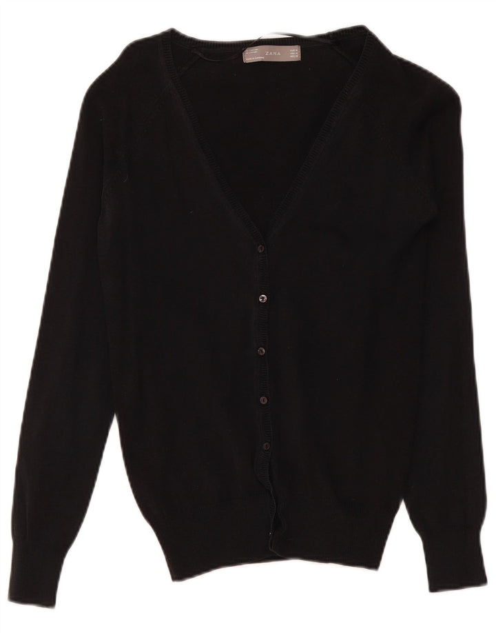 Женский кардиган Zara UK 12, средний черный хлопковый свитер
