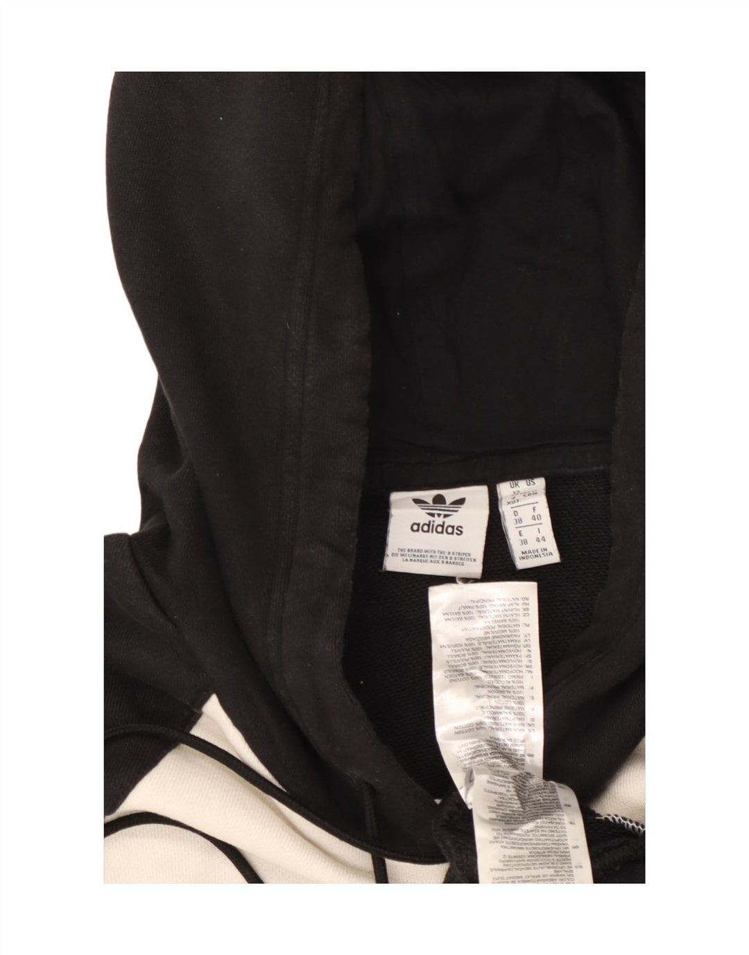 ADIDAS Женский укороченный джемпер с капюшоном оверсайз UK 12, средний черный с цветными блоками