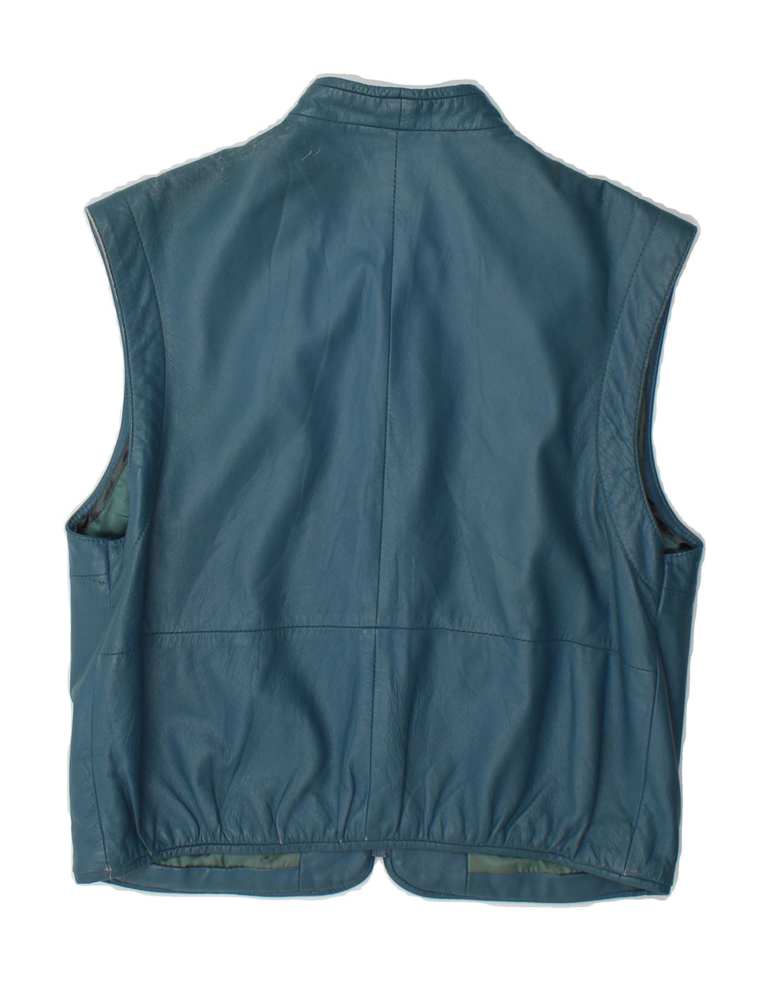 VINTAGE Womens Leather Gilet EU 40 Medium Blue Leather Vintage Vintage and Second-Hand Vintage from Messina Hembry 