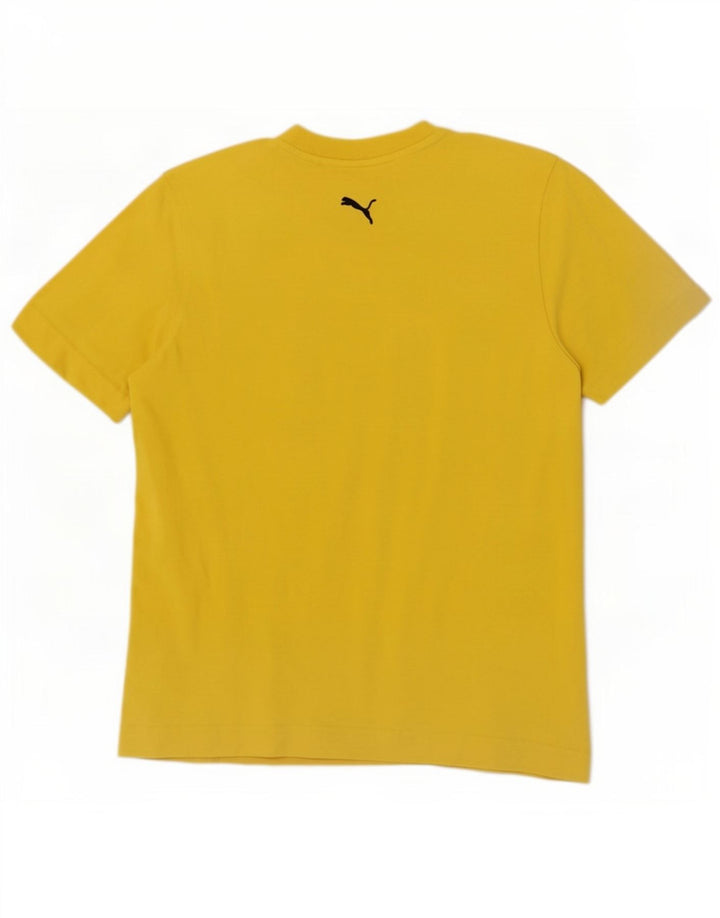 Мужская футболка с рисунком Puma, хлопковый топ среднего желтого цвета