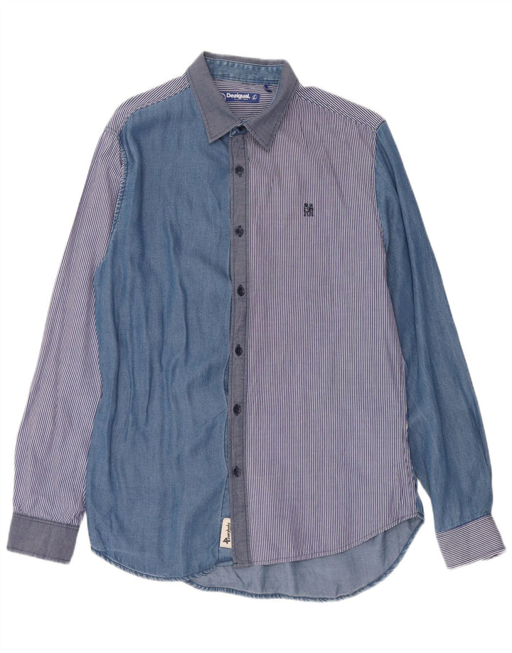 Мужская рубашка Desigual, большая синяя в стиле пэчворк из лиоцелла