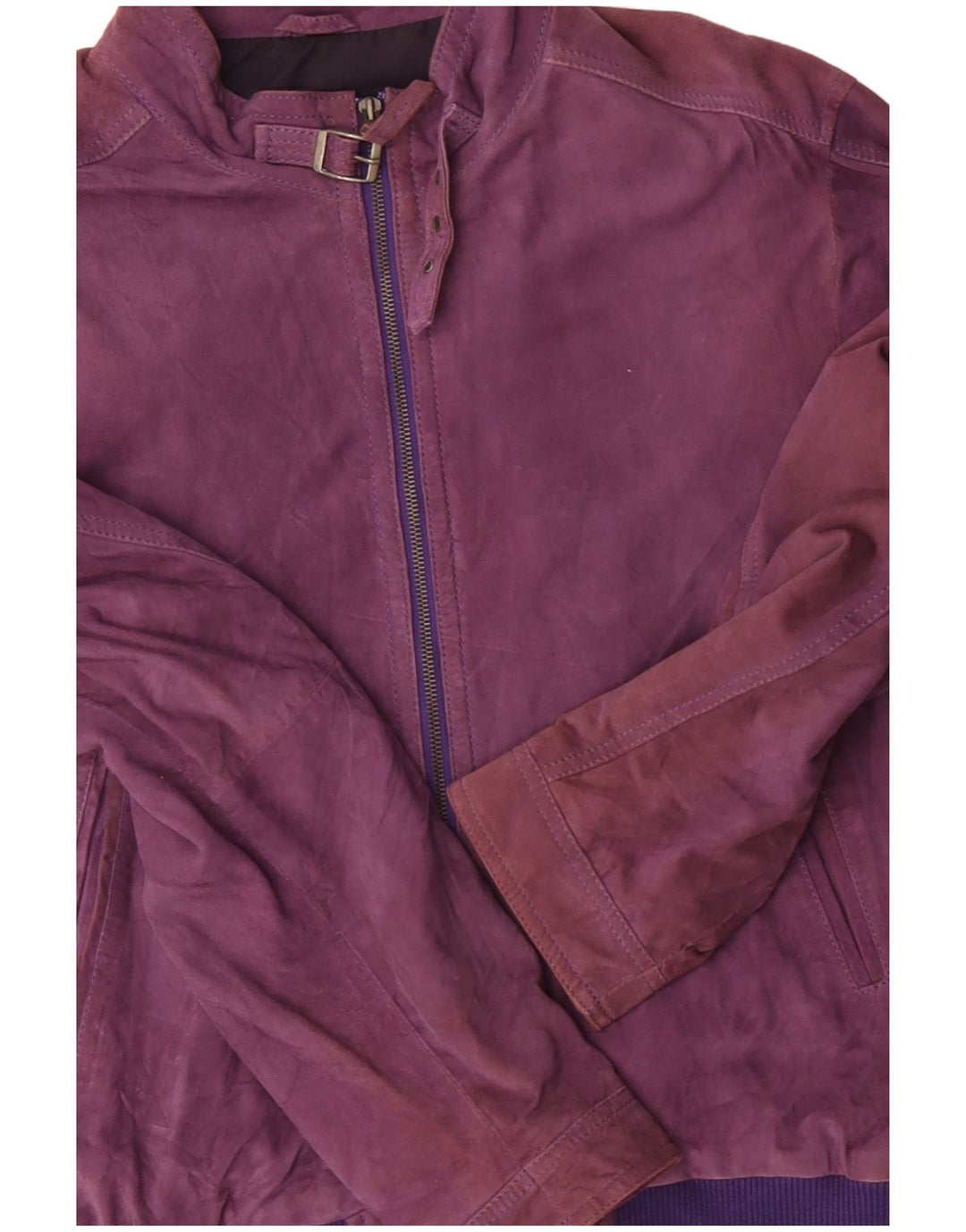 Мужской замшевый бомбер VINTAGE UK 38, кожа среднего фиолетового цвета