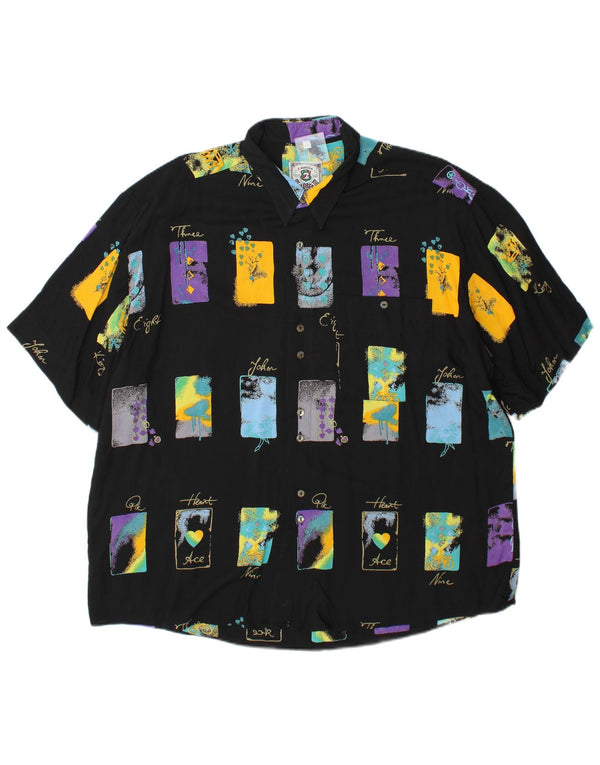 Мужская рубашка Goldress с коротким рукавом, размер 43/44 XL, черная с геометрическим рисунком