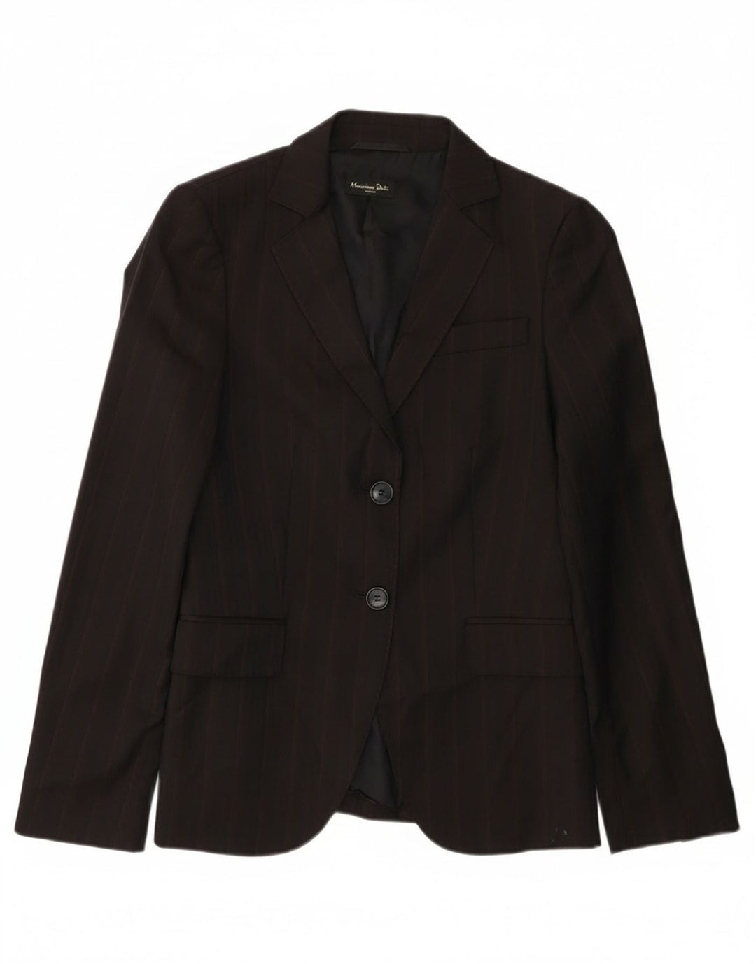 Женский пиджак Massimo Dutti на 2 пуговицах EU 36 XS, черный в тонкую полоску, шерсть