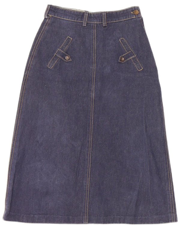 ВИНТАЖНАЯ Женская джинсовая юбка с рисунком W22 2XS Синяя