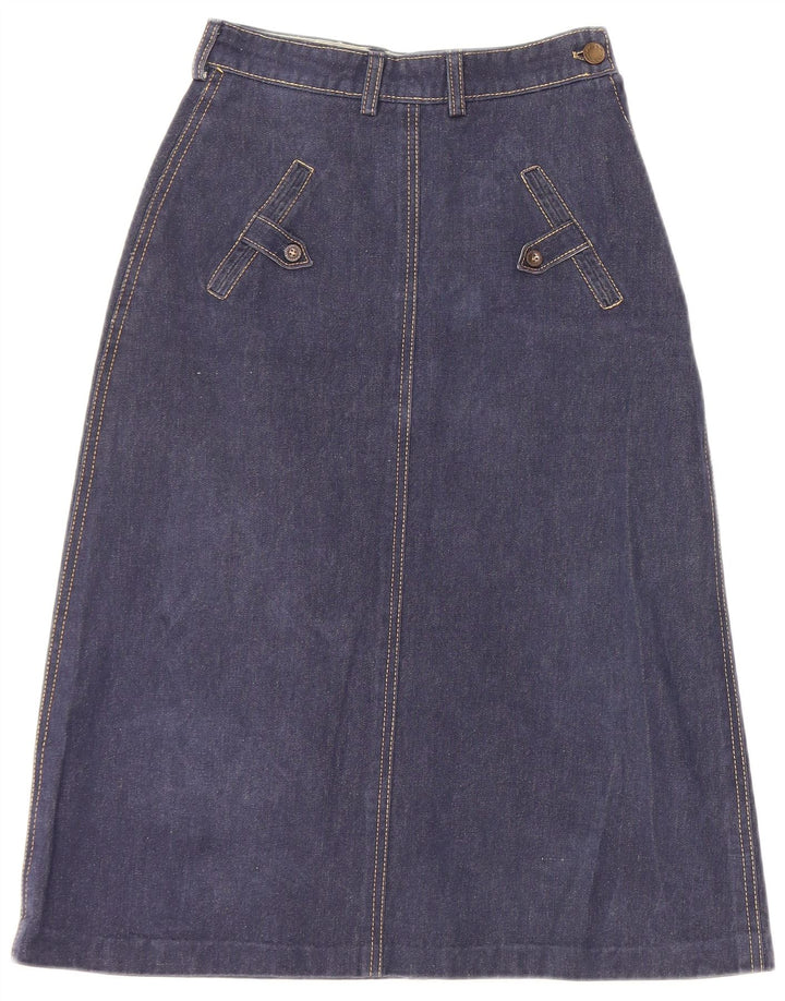 ВИНТАЖНАЯ Женская джинсовая юбка с рисунком W22 2XS Синяя