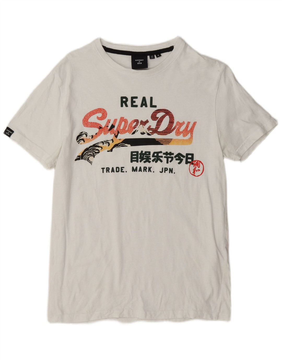 Superdry Мужская футболка с рисунком Топ среднего размера, белый хлопок
