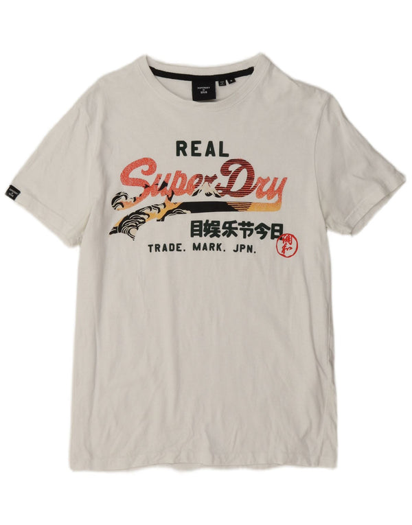 Superdry Мужская футболка с рисунком Топ среднего размера, белый хлопок