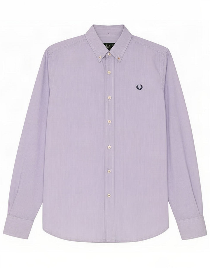 Мужская рубашка Fred Perry, маленькая синяя хлопковая полоска