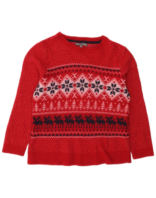 Женский джемпер с вырезом «лодочка» Laura Ashley, Великобритания, 18 XL, красный Fair Isle