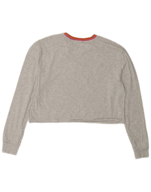 Женский укороченный топ оверсайз с длинными рукавами Tommy Hilfiger UK 10, маленький серый цвет