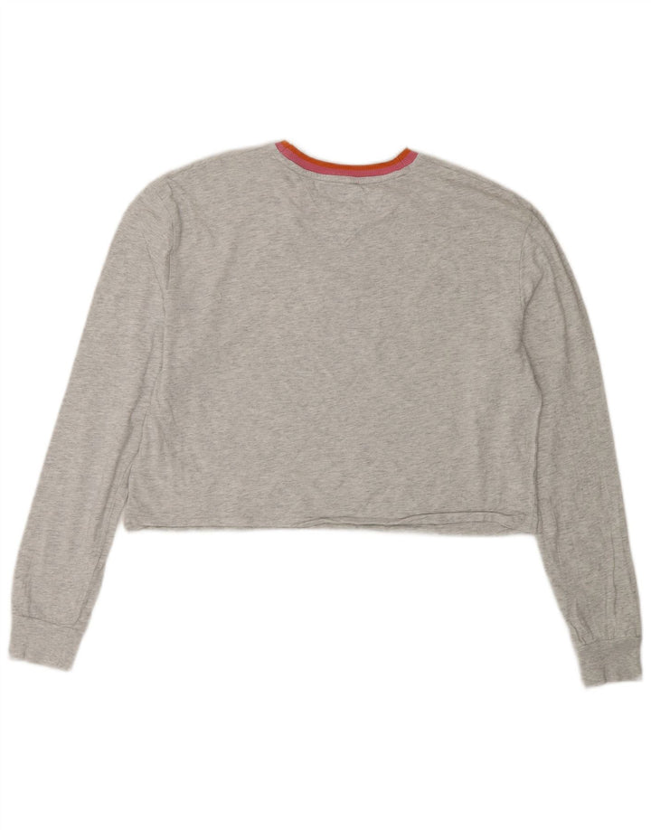 Женский укороченный топ оверсайз с длинными рукавами Tommy Hilfiger UK 10, маленький серый цвет