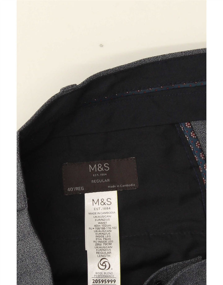 Мужские брюки стандартного костюма Marks & Spencer W40 L31 синие, полиэстер