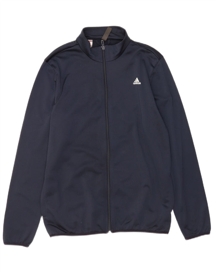 Спортивный костюм Adidas для мальчиков с графическим рисунком, верхняя куртка 15–16 лет, темно-синий полиэстер