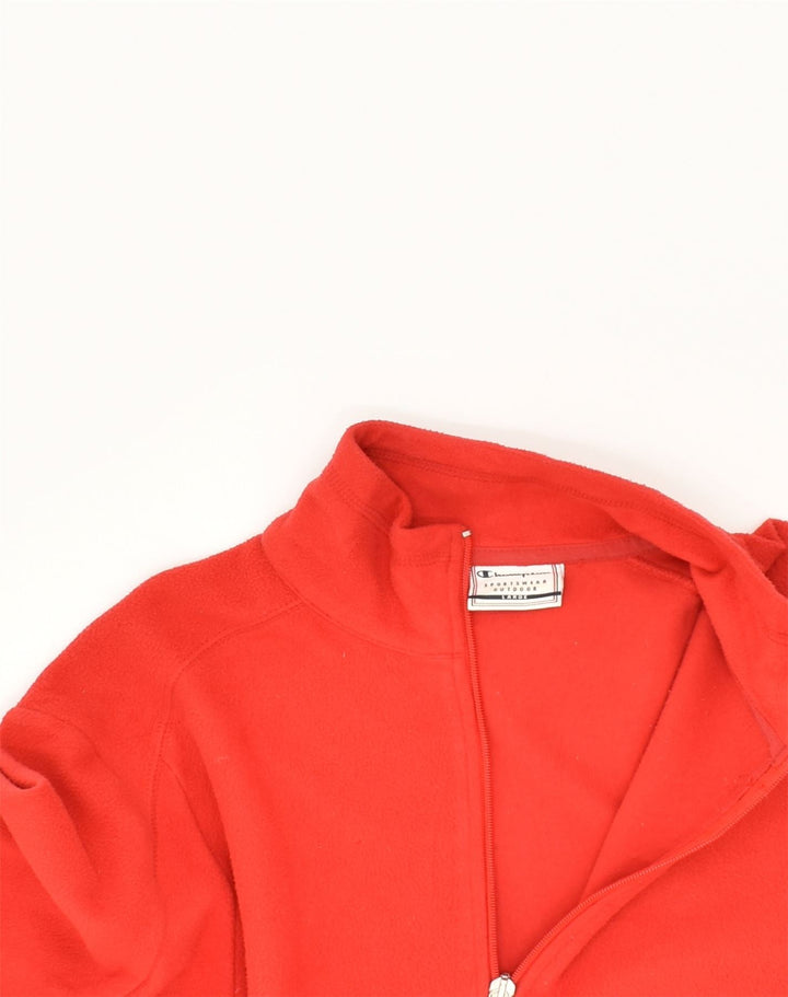 CHAMPION Womens Zip Neck Fleece Jumper UK 16 Large Red Polyester | Vintage Champion | Thrift | Second-Hand Champion | Used Clothing | Messina Hembry 