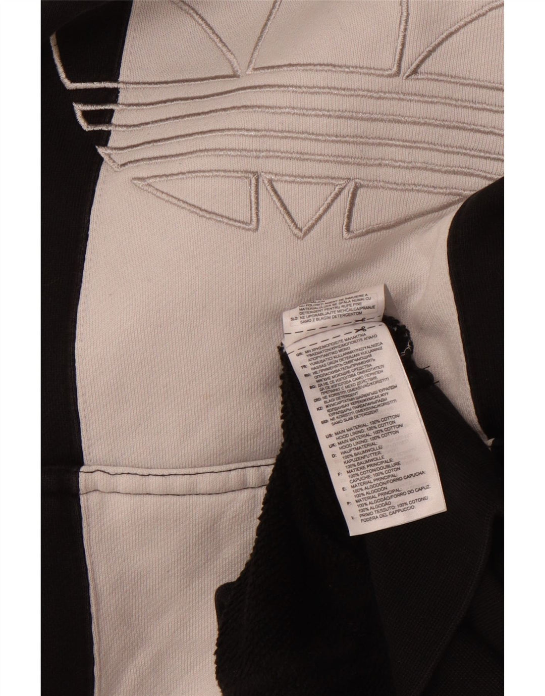 Мужской джемпер с капюшоном ADIDAS, большой черный, хлопок с цветными блоками