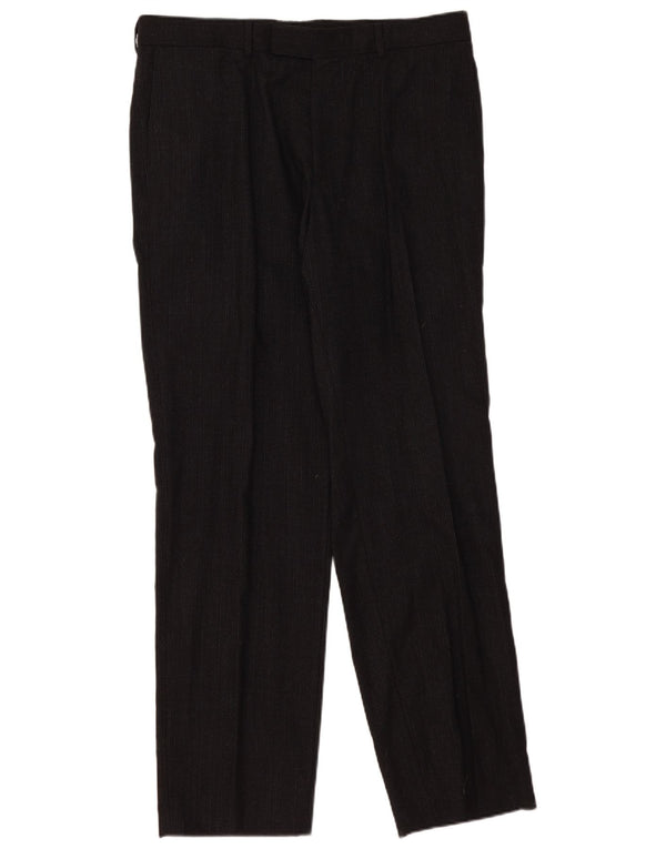 Hugo Boss Мужские костюмные брюки EU 54 2XL W36 L34 Черные шерстяные в тонкую полоску