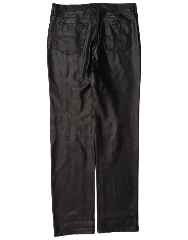 Женские кожаные брюки Armani W30 L35 черные