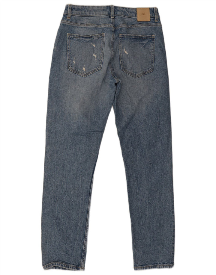 Женские потертые узкие джинсы Zara EU 36 XS W26 L28 синие