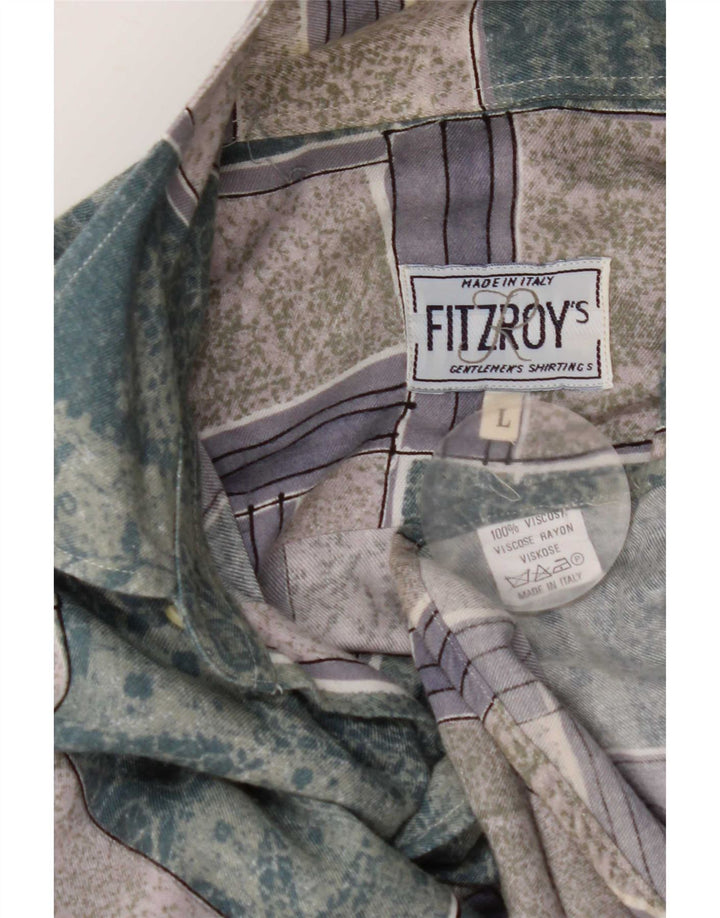 Мужская рубашка Fitzroy, большая зеленая лоскутная вискоза