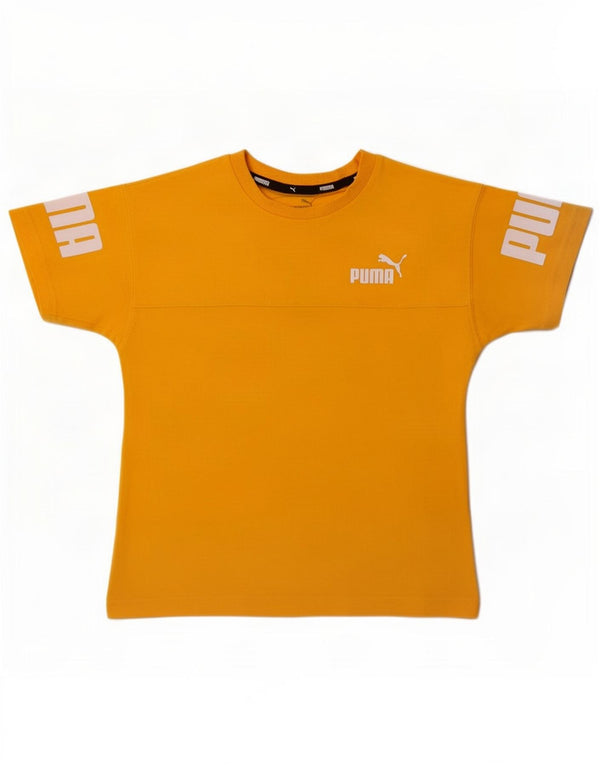 Футболка с рисунком Puma для мальчиков, топ 7-8 лет, желтый хлопок