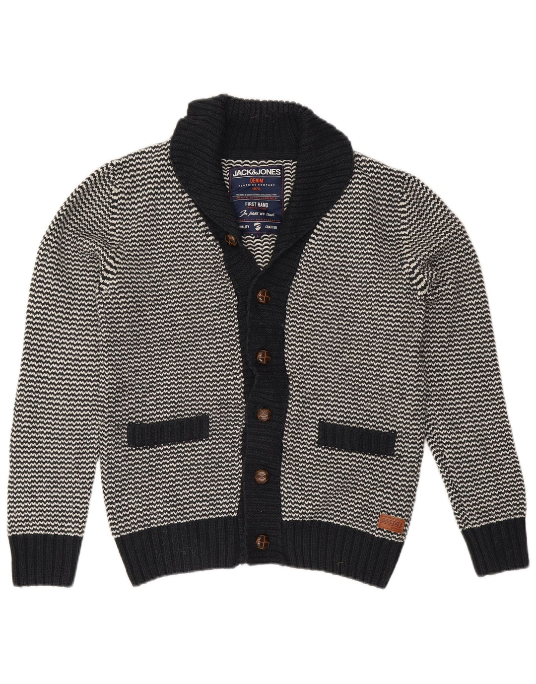 Мужской кардиган Jack & Jones, большой черный акрил с шевроном