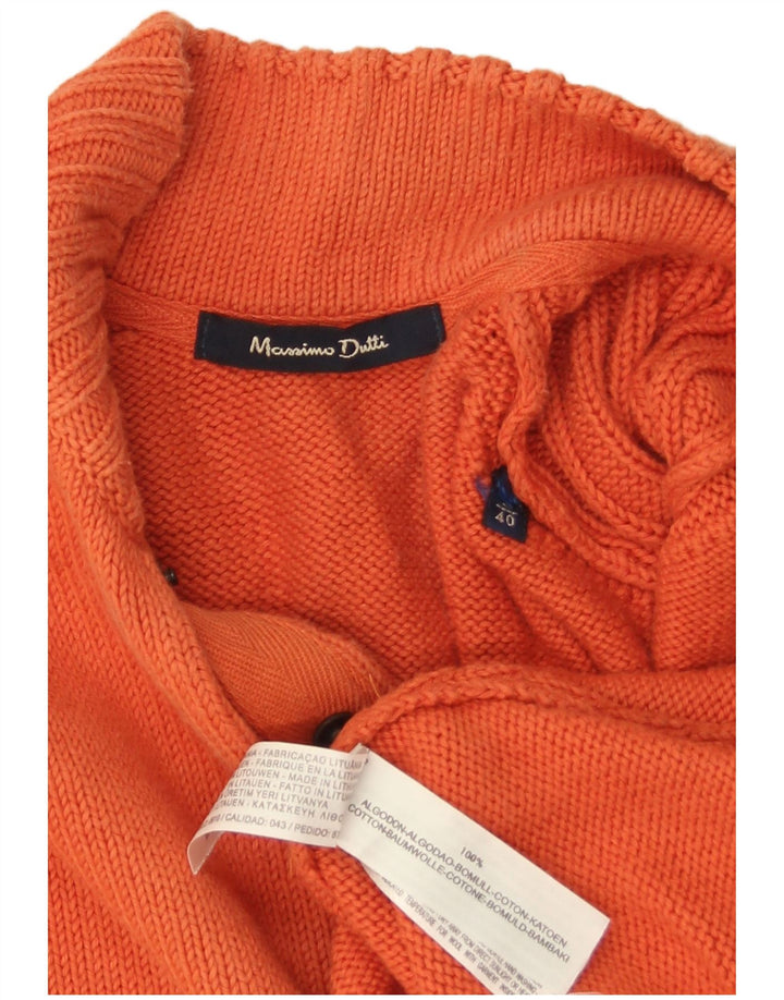 Мужской джемпер на пуговицах MASSIMO DUTTI, большой оранжевый хлопковый свитер