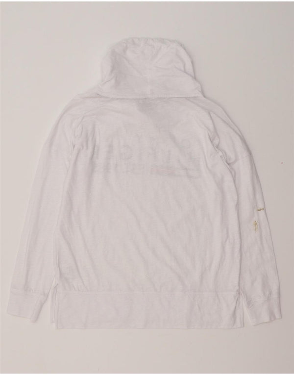 TOMMY HILFIGER Женский свободный топ с рисунком с длинным рукавом UK 10, маленький белый