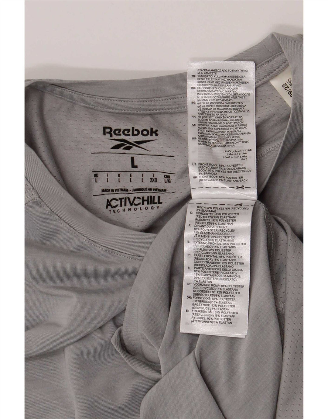 Мужская футболка Reebok, большой серый полиэстер