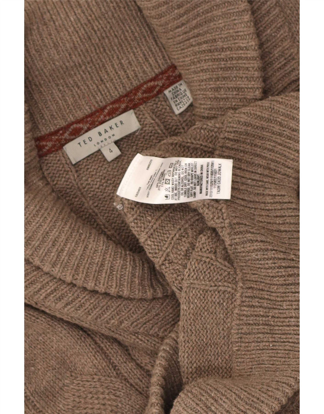 Мужской кардиган Ted Baker, размер 4, большой, коричневый, хлопок