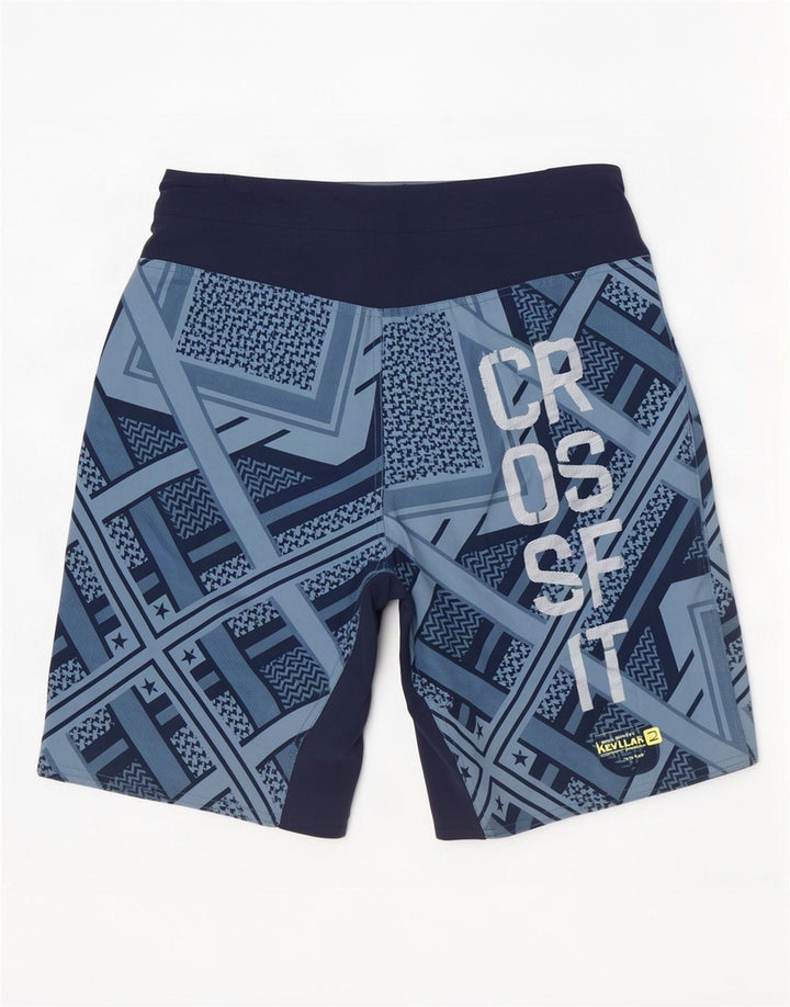 Мужские шорты для плавания Reebok Cross Fit с рисунком, средние синие с геометрическим рисунком