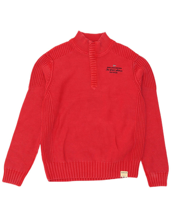 Napapijri Mens Geographic Zip Neck Jumper Sweater 2XL Red Cotton