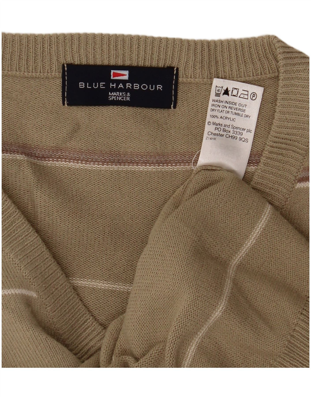 Мужской джемпер с v-образным вырезом Mark & Spencer Blue Harbour, средний хаки