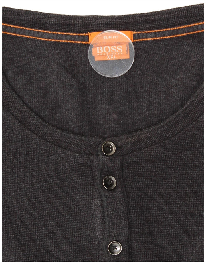 Мужской приталенный топ с длинным рукавом HUGO BOSS 2XL, серый