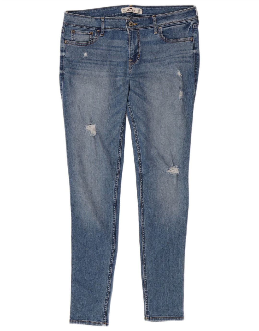 Женские потертые джинсы скинни HOLLISTER W30 L31, синий хлопок