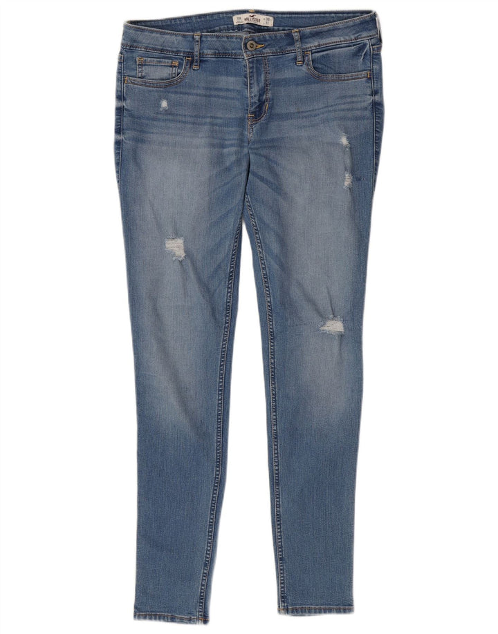 Женские потертые джинсы скинни HOLLISTER W30 L31, синий хлопок