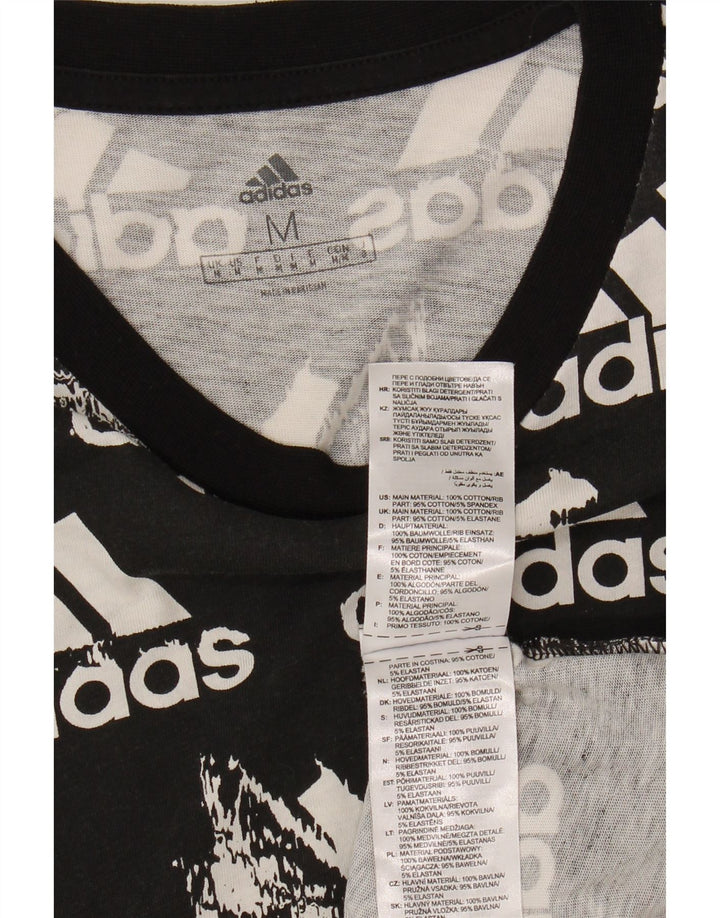 ADIDAS Mens Graphic T-Shirt Top Medium Black Cotton
