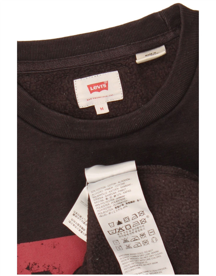 Мужской свитшот с рисунком Levi's, хлопковый джемпер среднего размера, черный