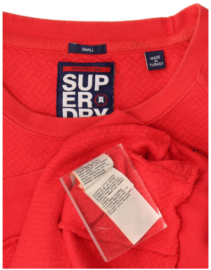 Женский джемпер большого размера с рисунком Superdry, размер UK 10, маленький синий, хлопок