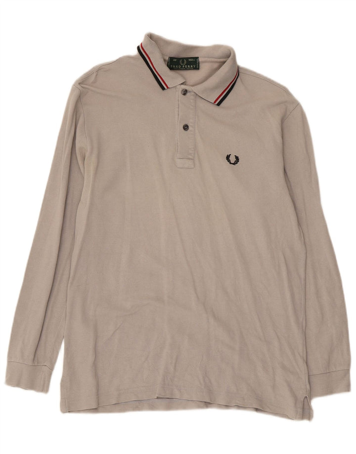 Мужская рубашка поло с длинным рукавом Fred Perry, хлопковая классика среднего серого цвета