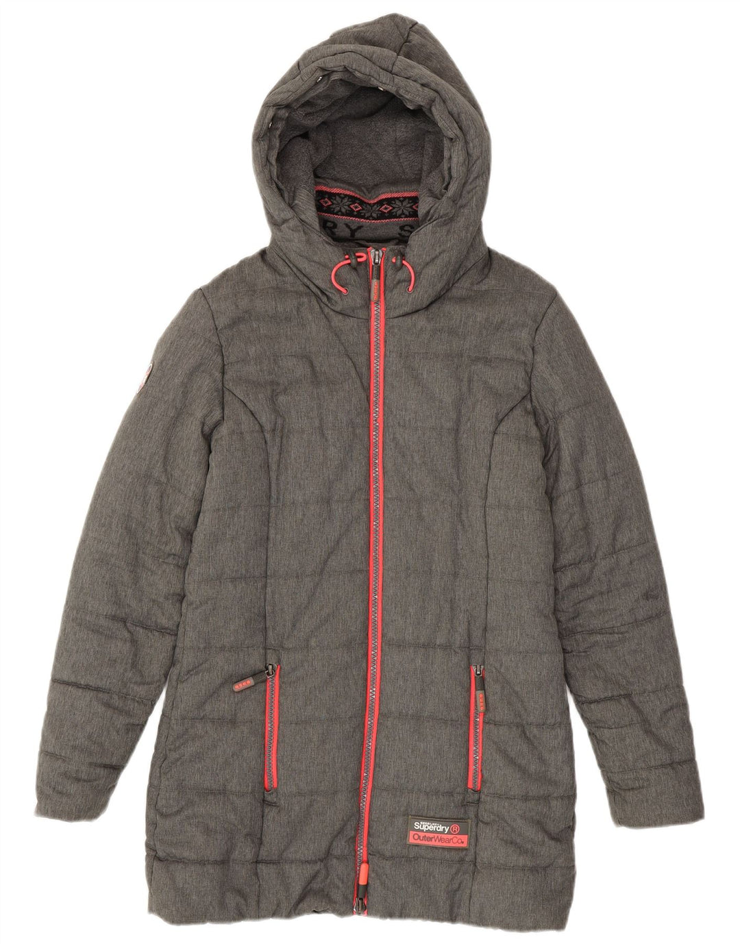SUPERDRY Женское стеганое пальто UK 14 Средне-серый полиэстер