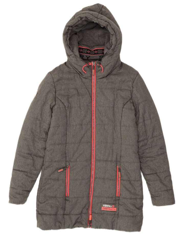 SUPERDRY Женское стеганое пальто UK 14 Средне-серый полиэстер