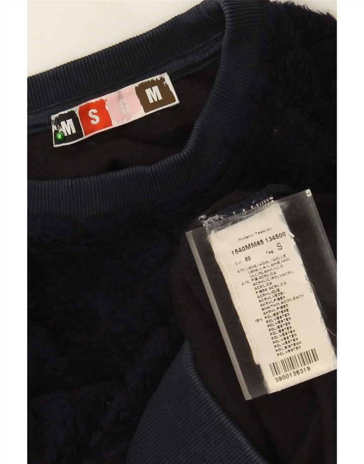 Мужской свитер MSGM, маленький, темно-синий, шерсть с узором аргайл/ромб